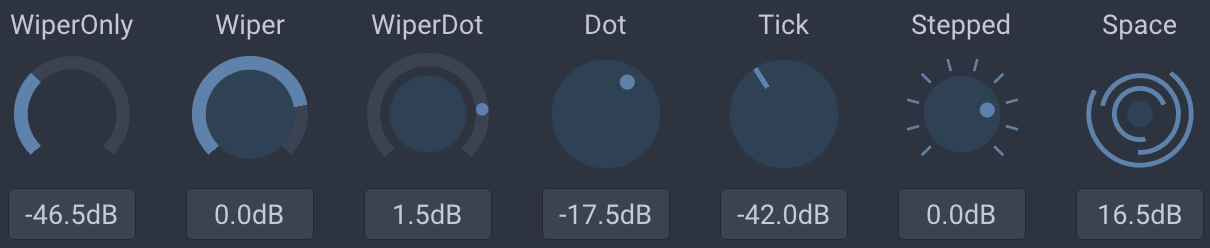 imgui-knobs: rotary knobs with multiple visual styles.
