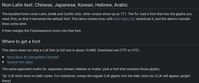 Chinese and other non-Latin fonts