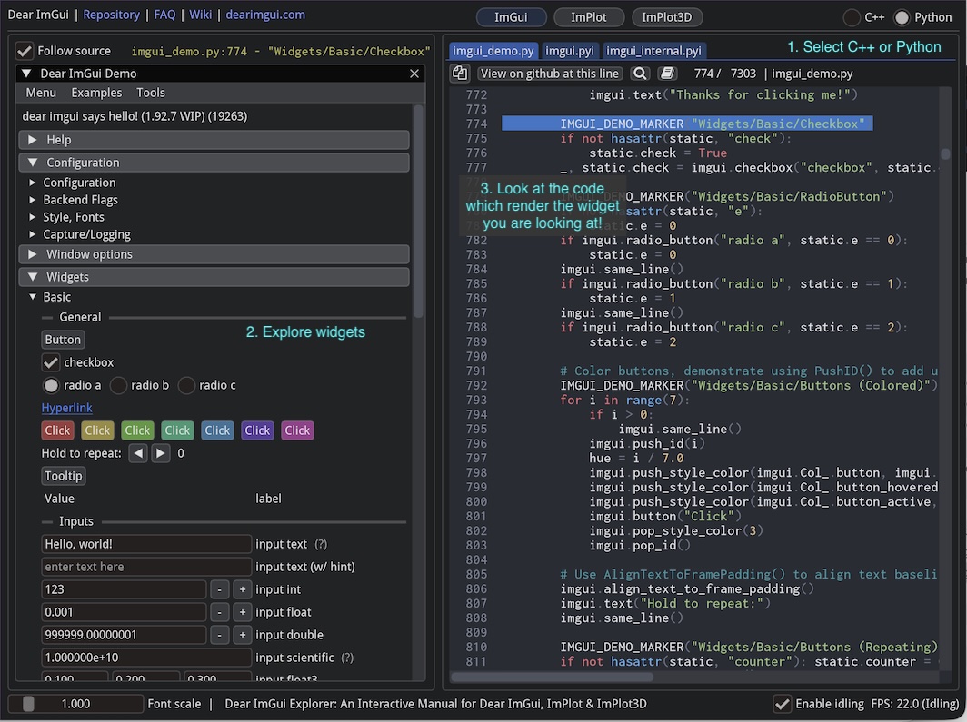 ImGui Manual - Interactive reference for Dear ImGui